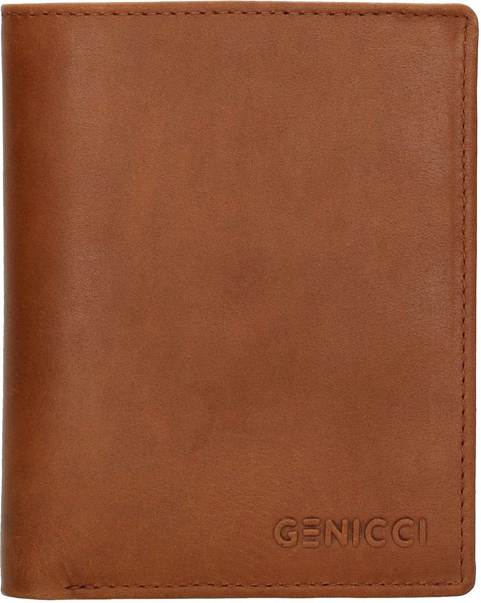 Genicci Portemonnee / Portefeuille Heren - Billfold - Leer - Noble - Cognac
