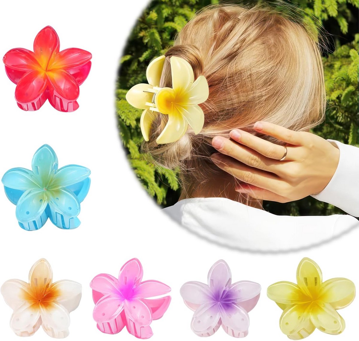 Elegante bloemen haarspelden voor dames - 6 stuks antislip haaraccessoires