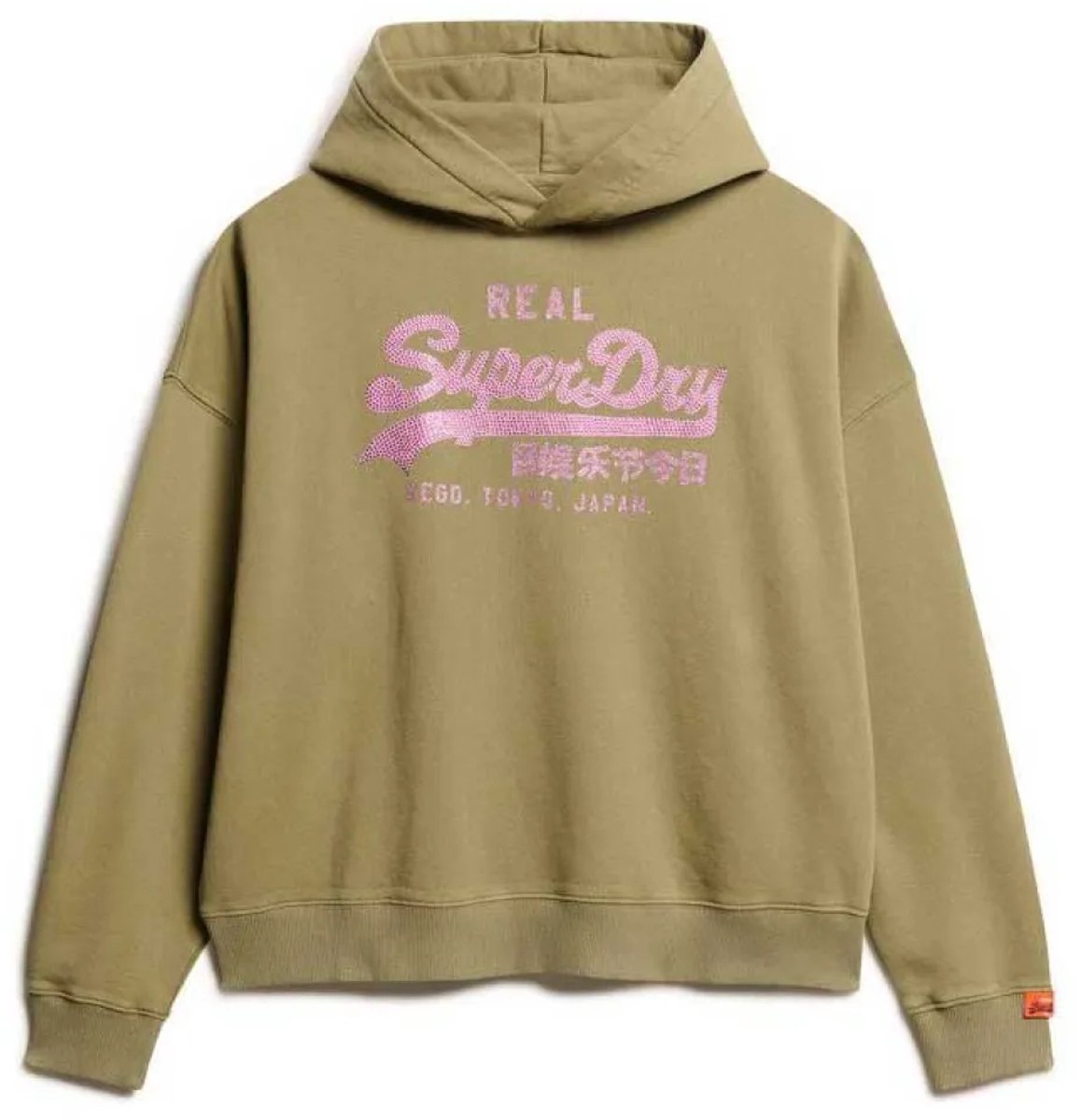 Superdry Vintage Logo Strass Hoodie Dames Hoodies Groen