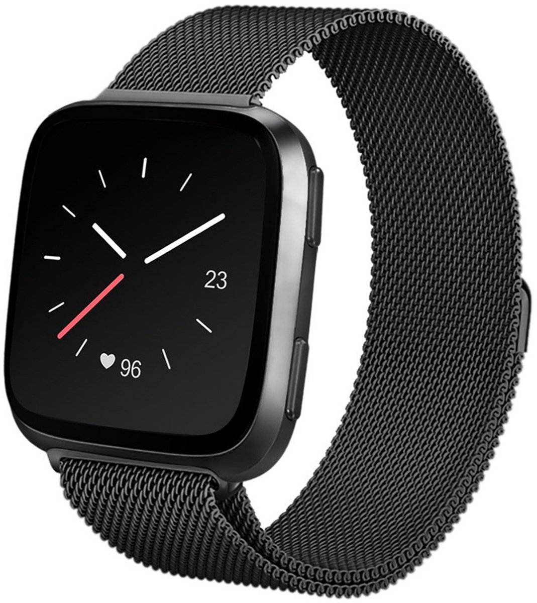 Milanees Watch bandje - Geschikt voor Fitbit Versa 2/ Versa Lite - Zwart