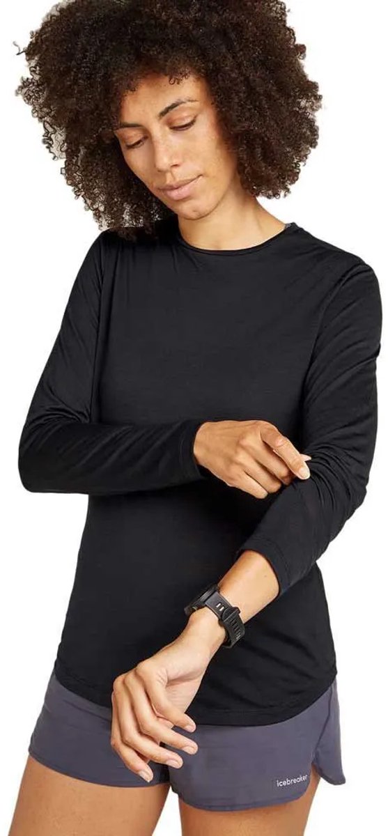 Icebreaker Merino 125 Cool-lite Sphere Iii T-shirt Met Lange Mouwen Zwart L Vrouw