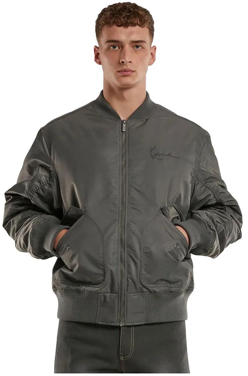 Karl Kani Small Signature Distressed Bomberjack Grijs XL Man