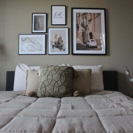 HappyBed Dekbed zonder overtrek 240x220 - Bedrukt dekbed zonder hoes - Hoesloos Dekbed met Print - Wasbaar - Lits Jumeaux - Grijs