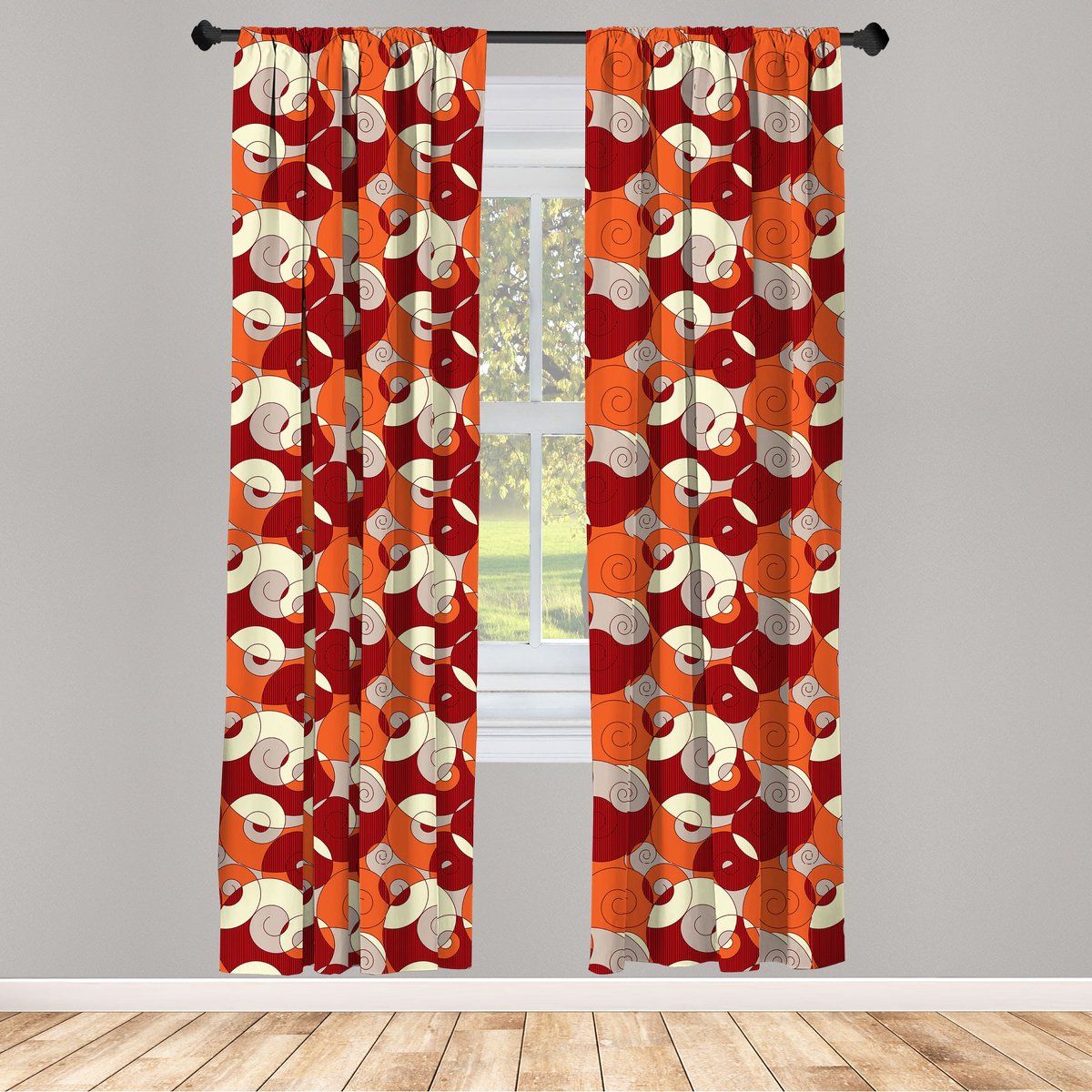 ABAKUHAUS Moderne Gordijnen – Psychedelische Spirale – 2x75x225 cm – Multicolor