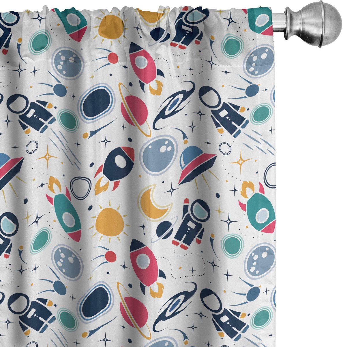 ABAKUHAUS Raamgordijnen – Ruimteschip Silhouetten – 2x75x175 cm – Multicolor Mehrfarbig