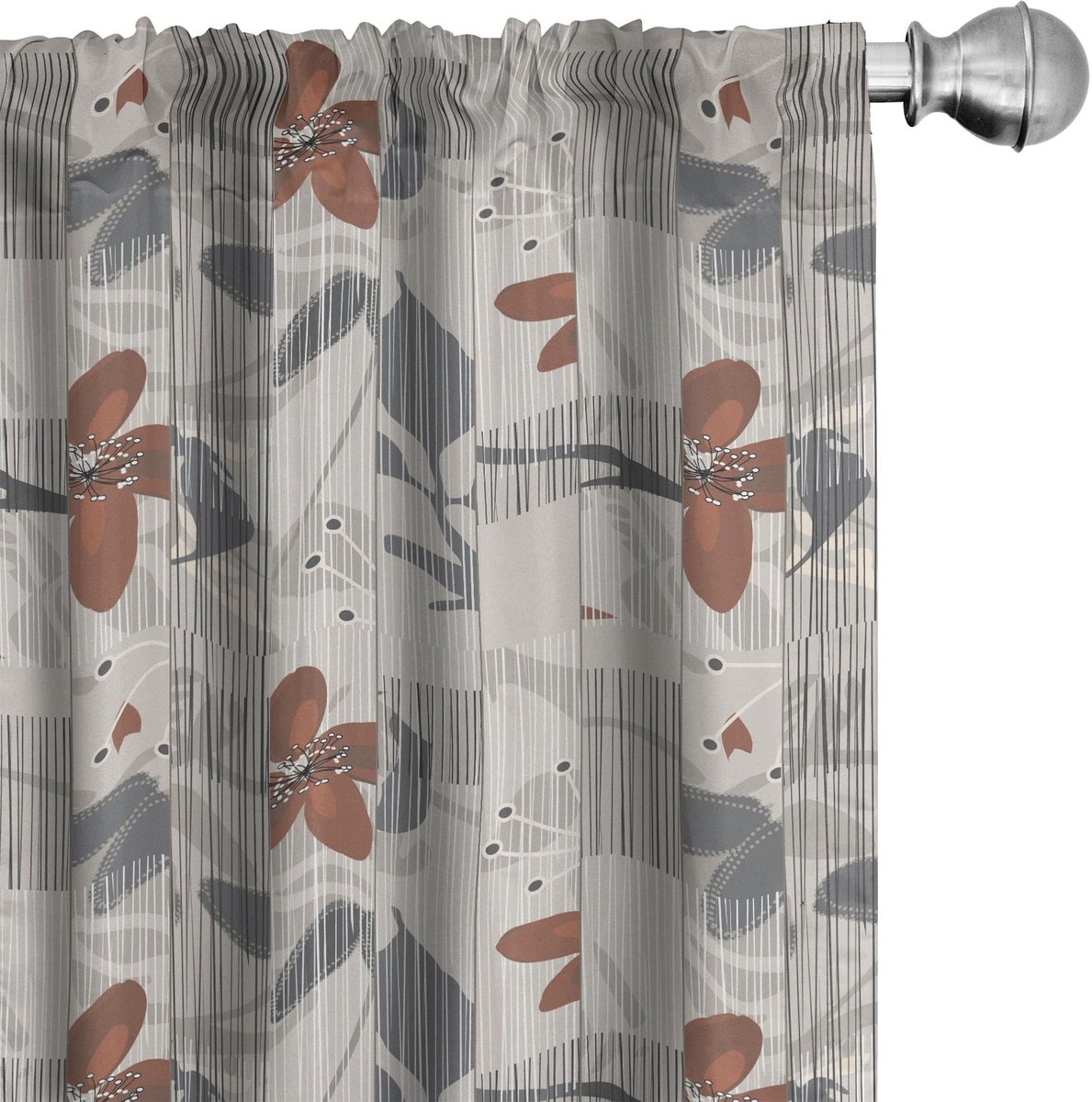 ABAKUHAUS Voorhangen – Abstrakt Blooming – 2x75x245 cm – Donker Taupe Rubin Dunkle Taupe Rubin