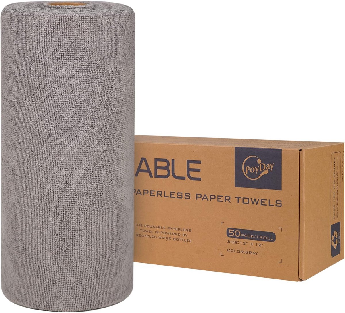 Herbruikbare papieren handdoeken rol - 50 absorberende, wasbare en duurzame doeken (30x30 cm) voor zero waste keuken
