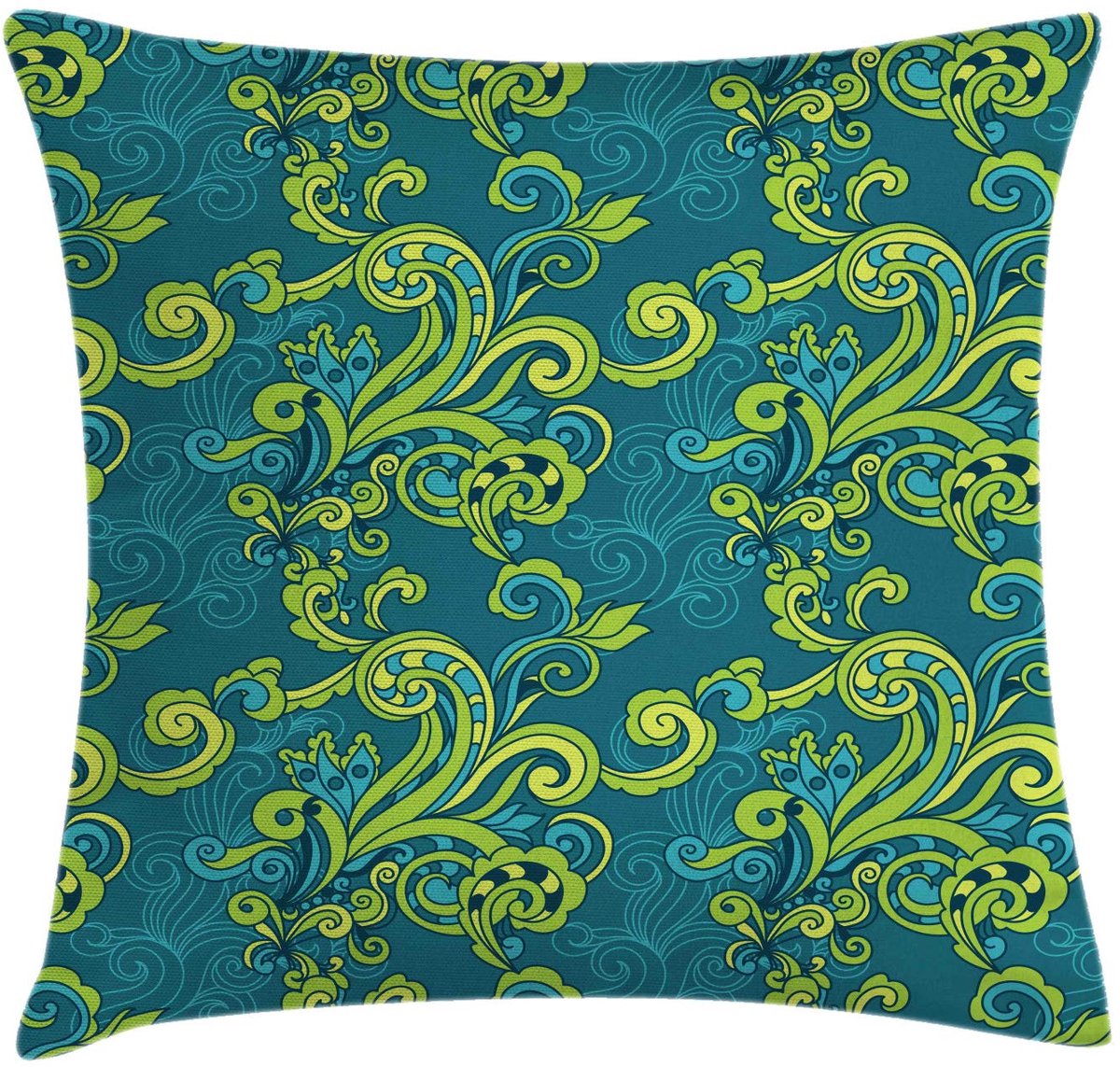 ABAKUHAUS Bloemen-kussenhoes 40x40 cm – Teal groen – dubbelzijdig