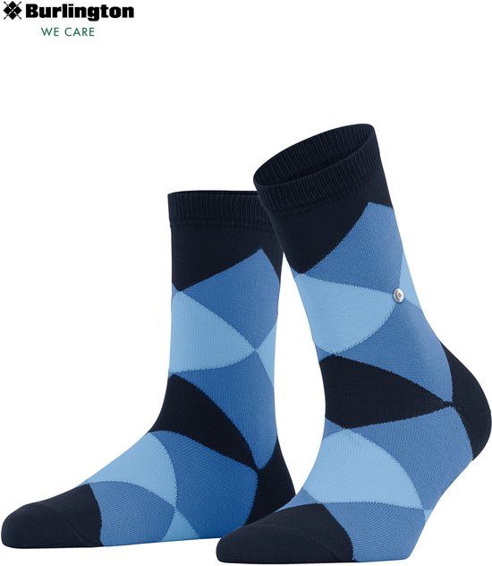 Burlington Bonnie gedessineerd katoen sokken dames blauw - maat 36-41
