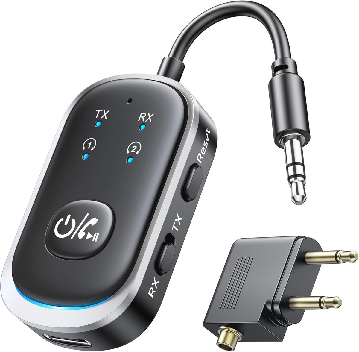 2-in-1 Bluetooth Zender & Ontvanger - AUX Adapter voor Auto en TV - 12 Uur Speeltijd
