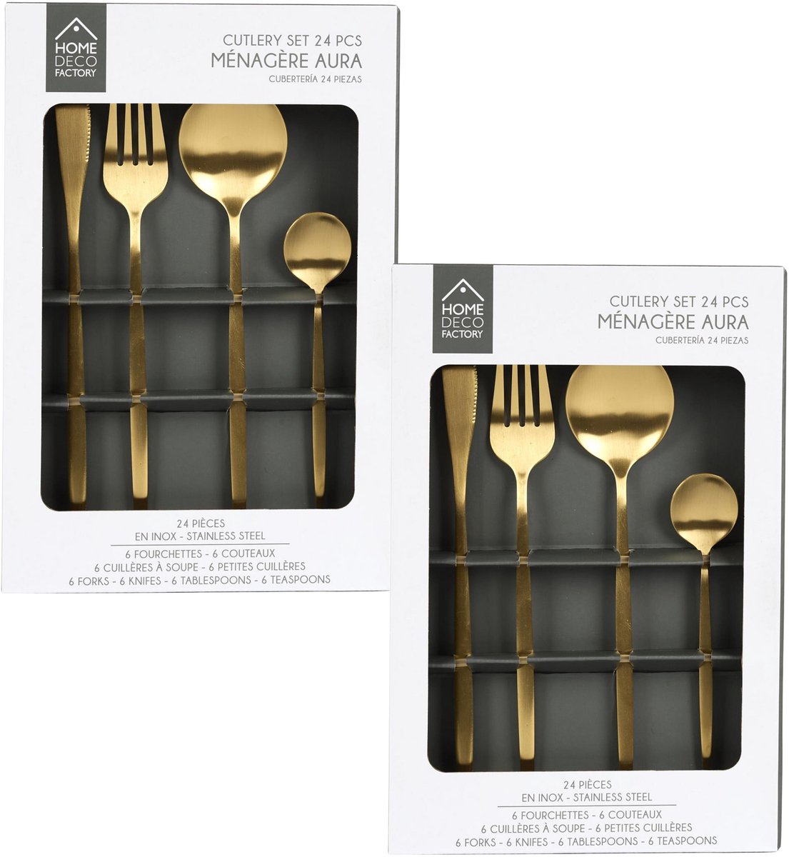 Home Deco Factory Bestekset 12 personen - 48 delig - goud - RVS - serviesset - bestek