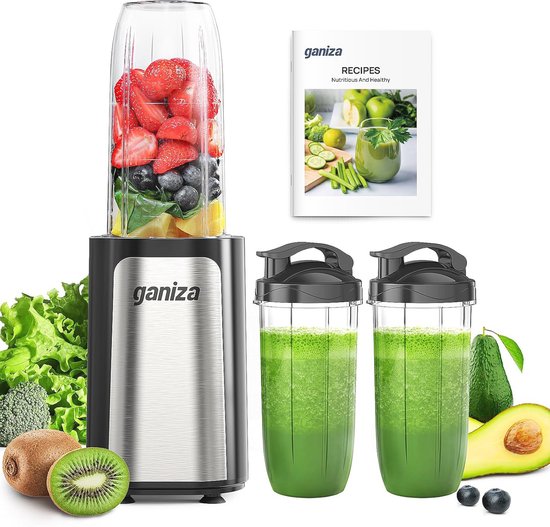 Mixeur 500 W Mini blender & smoothie maker avec 2 bouteilles de 600 ml Tritan Sans BPA, portable