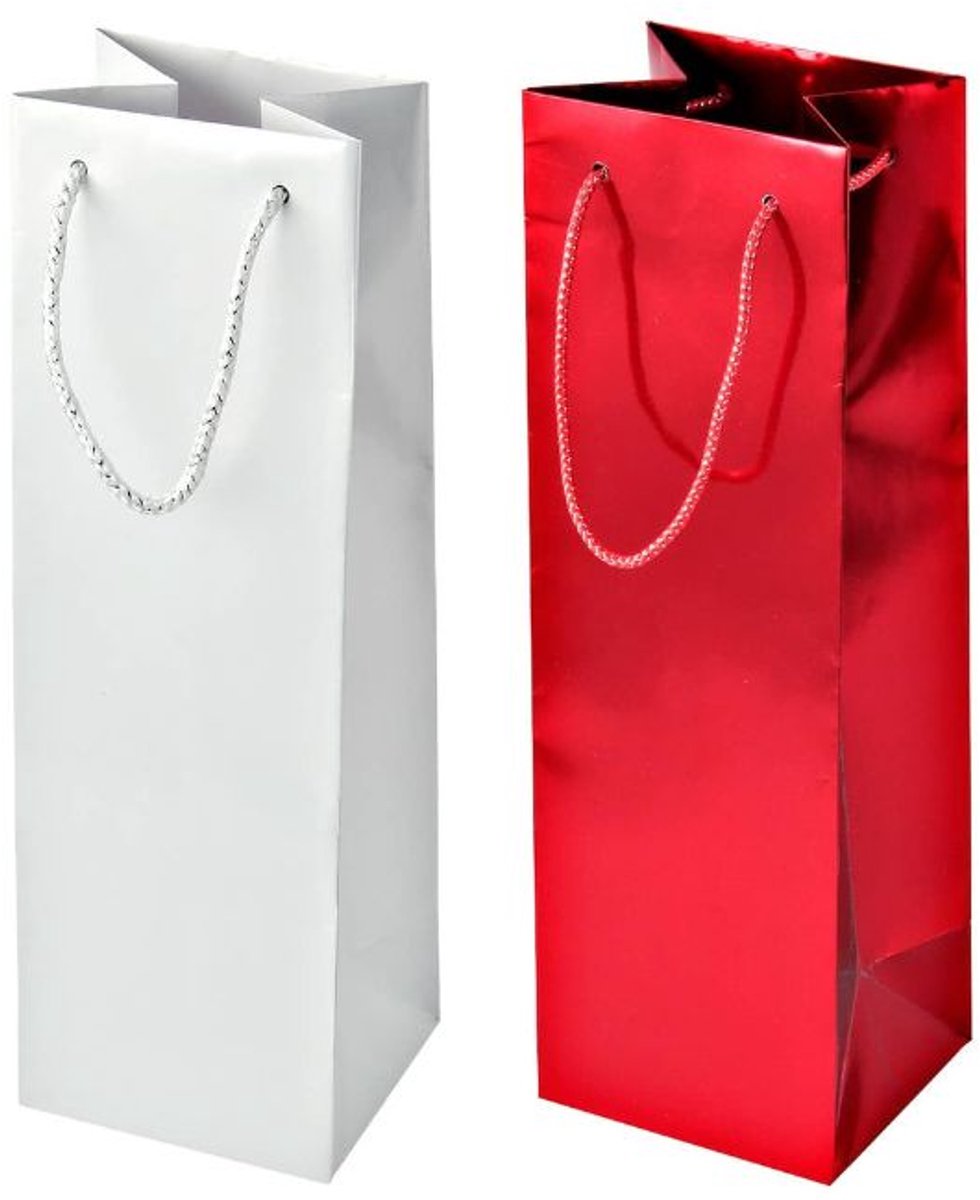 Set van 2 cadeauzakjes voor fles wijn of champagne Fackelmann