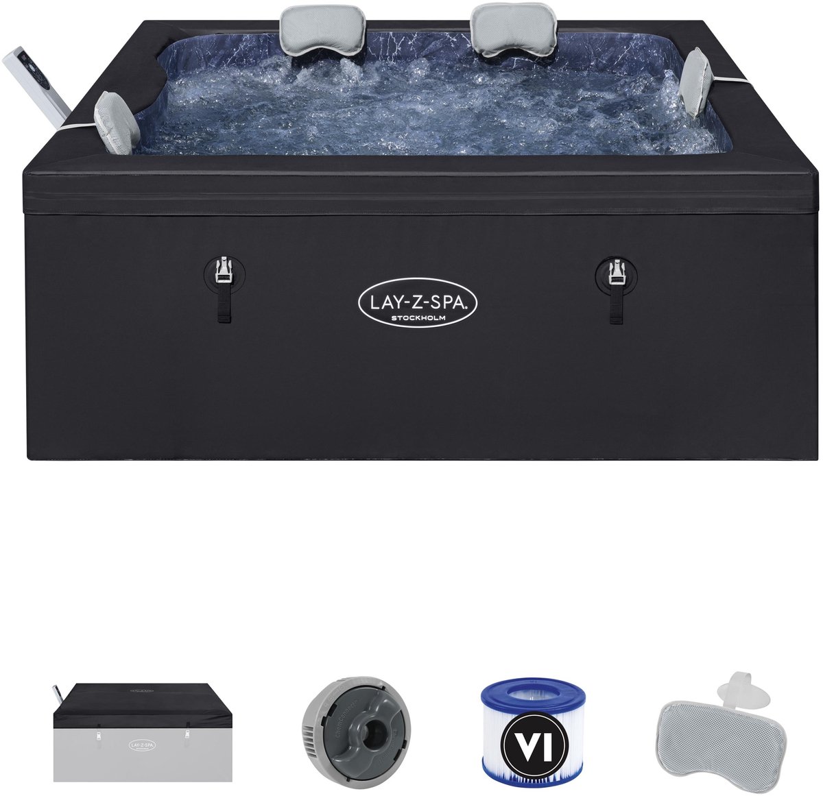 Lay-Z-Spa Stockholm ThermaCore UltraFit Smart AirJet - 6 personen - 164 x 164 x 65 cm