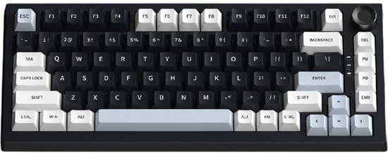 Mechanisch gamingtoetsenbord met 83 toetsen, RGB-achtergrondverlichting, drie modi, hot-swappable (zwart en wit)