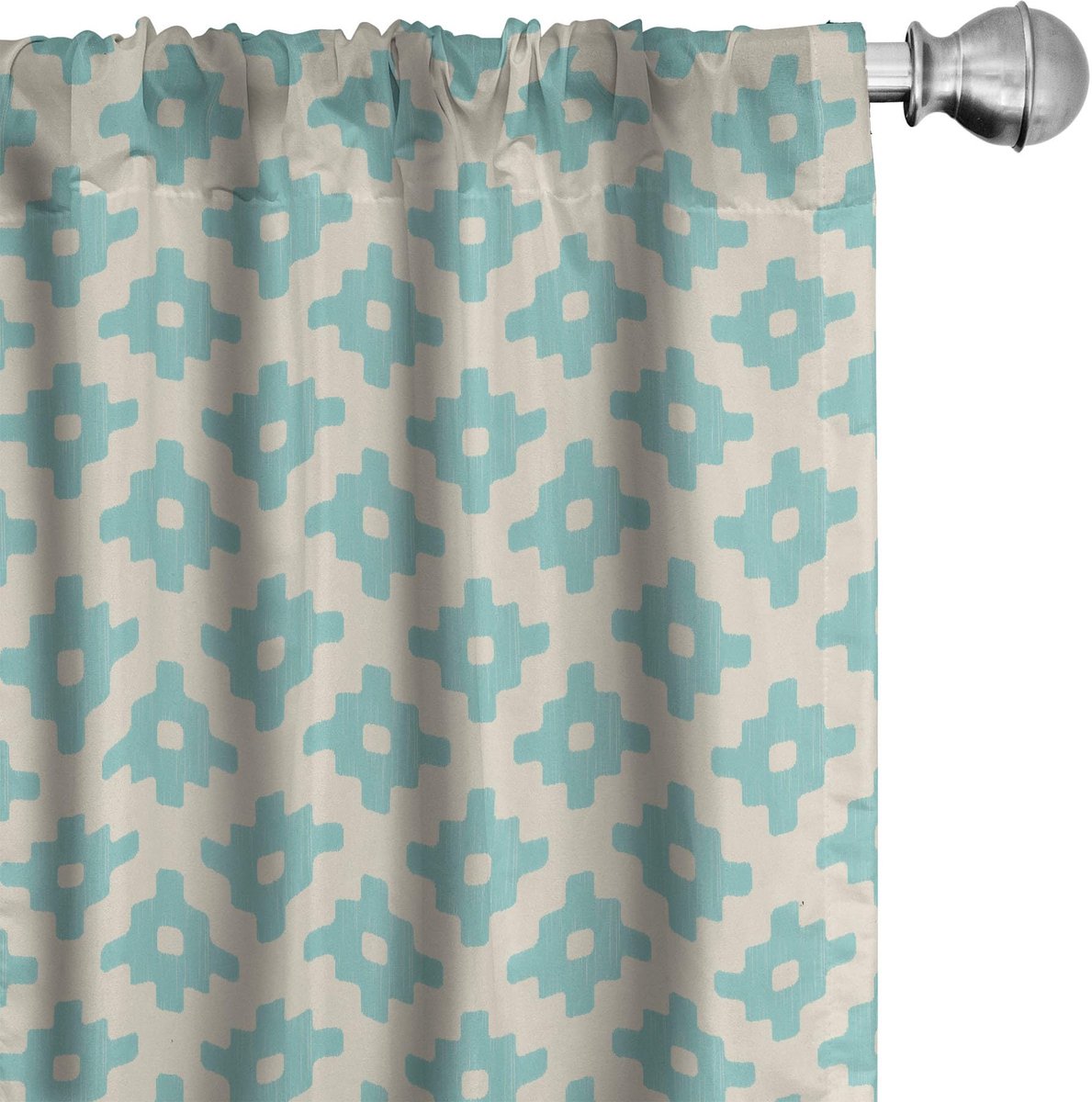 ABAKUHAUS Geometrische Gordijnen – 2x75x175 cm – Mikrofaser – Turkoois en Beige