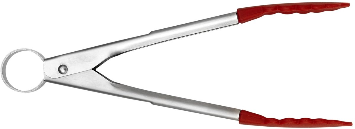 Mini serveertang (met silicone) - rood - 18 cm