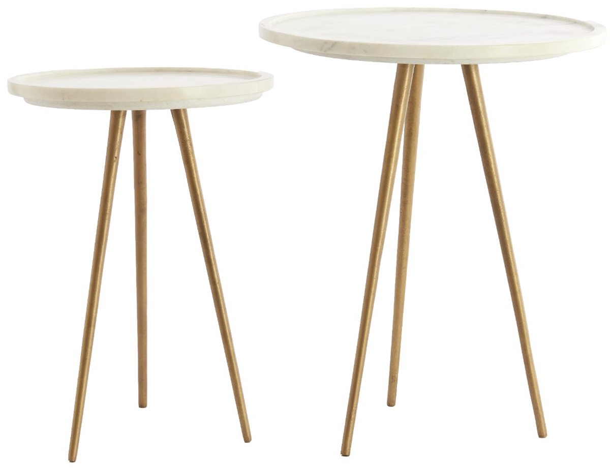 Bijzettafel Prato - Wit - Ø43+Ø33cm -