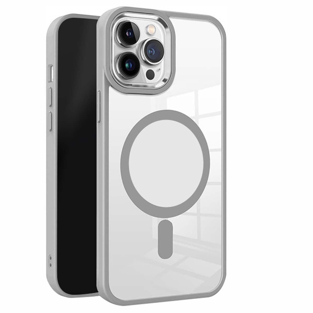 Jaym, Bumperhoesje Geschikt voor Apple iPhone 16 Pro MagSafe schokbestendig, Grijs