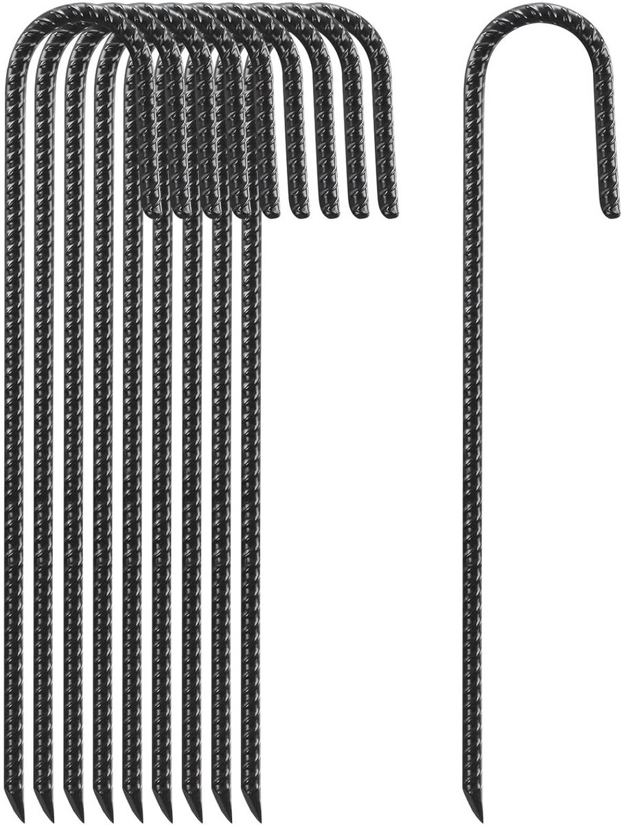 Zware Grondpalen Set van 10 - 30 cm J Haak Grondankers voor Tenten, Trampolines en Buitengebruik