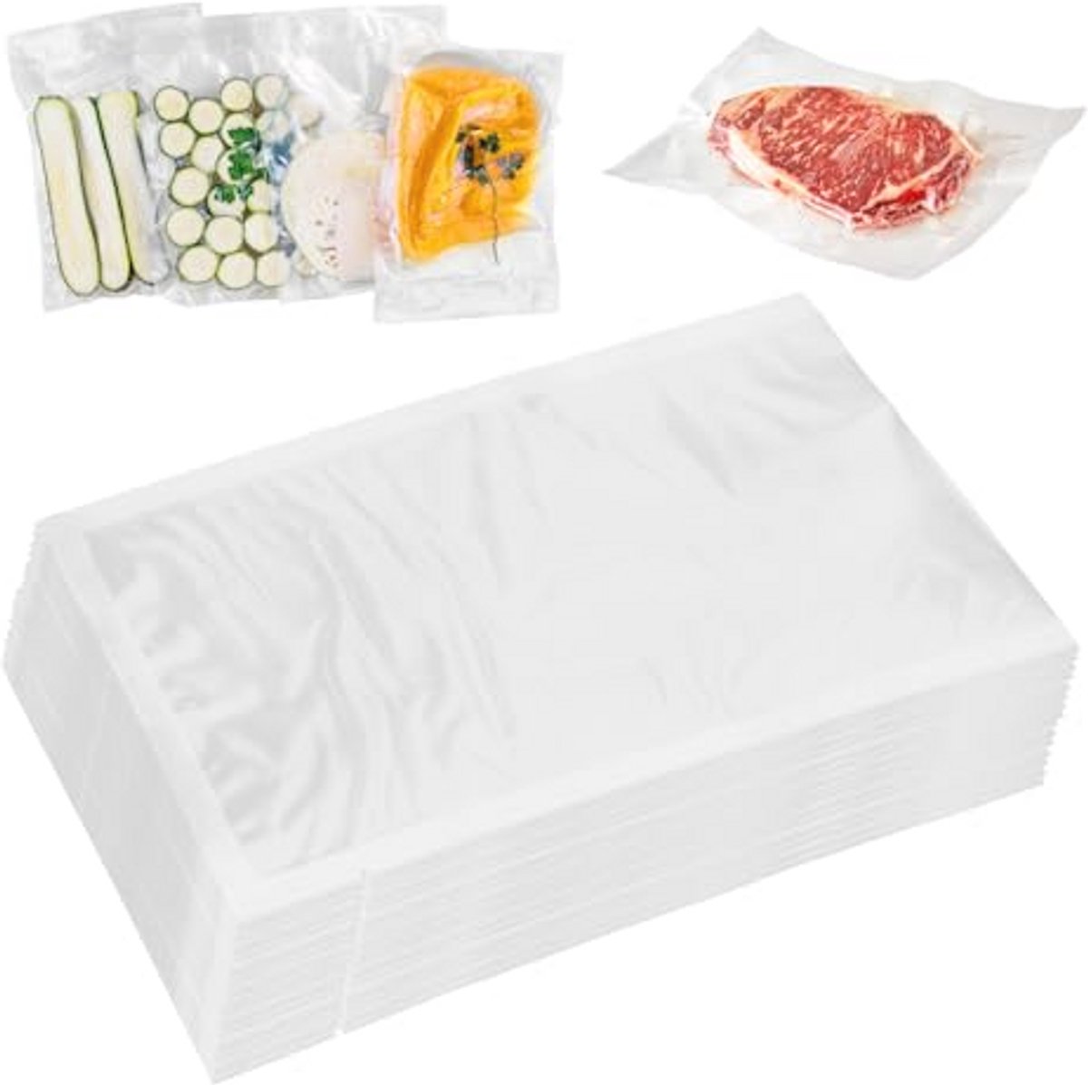 Vacuümzakken 15 x 25 cm - 100 BPA-vrije, herbruikbare, sterke en scheurvaste zakken voor sous-vide en koelkast georganiseerd