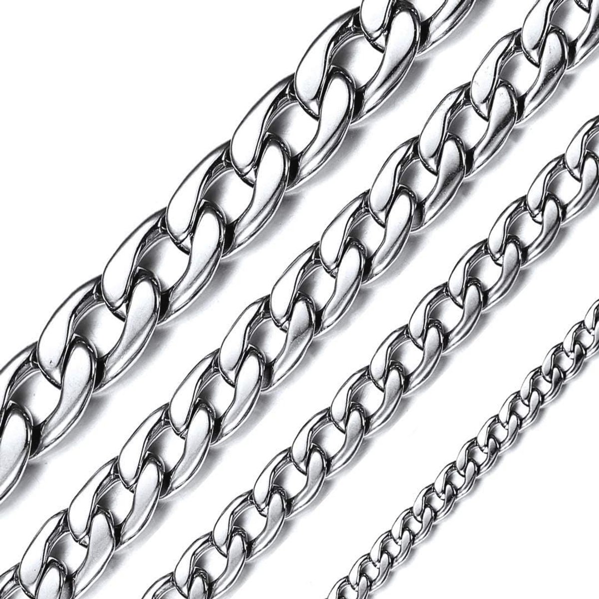 Cubaanse ketting van roestvrij staal voor dames en heren - Maten 36-76 cm