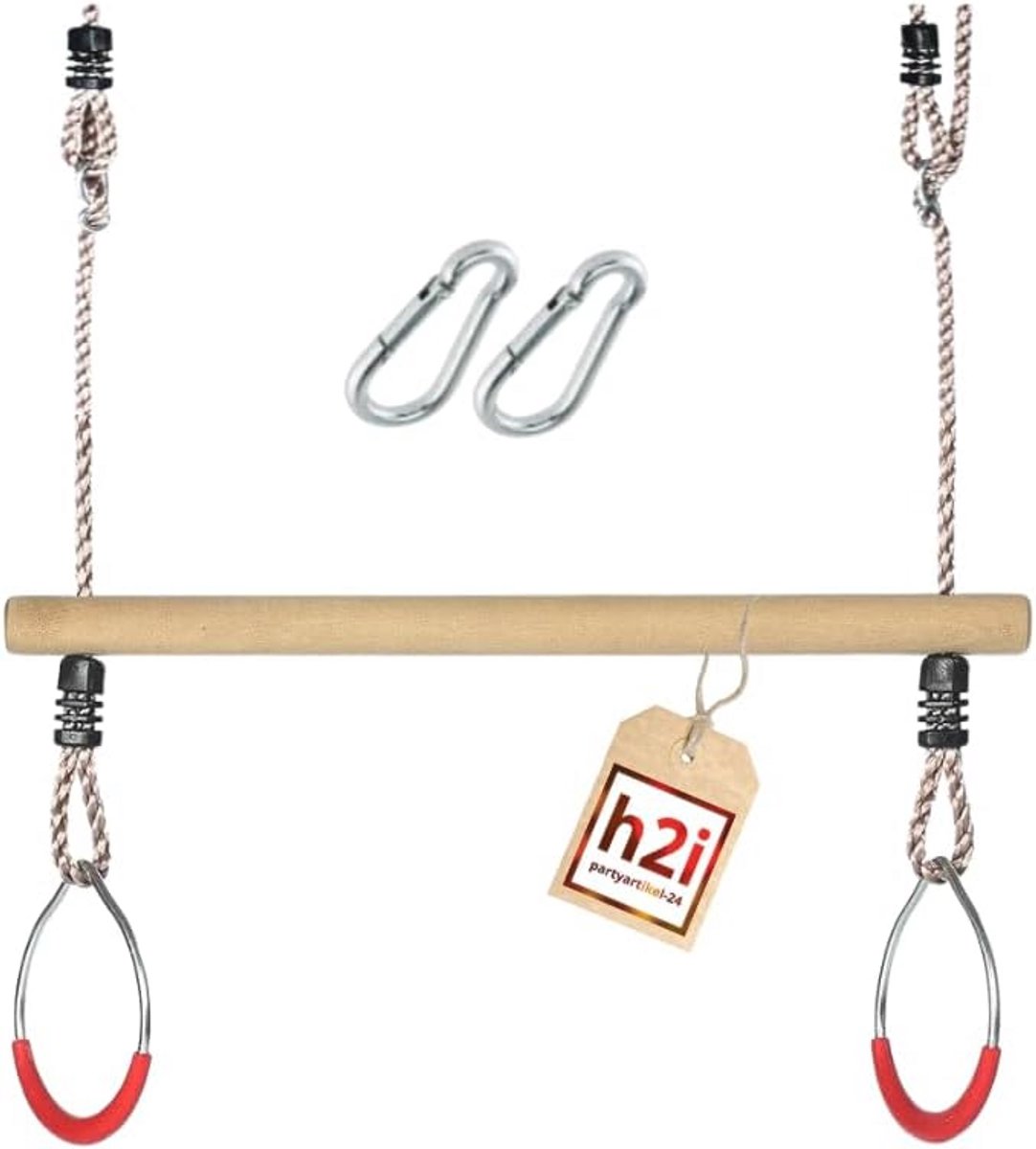 Trapeziumschommel met Turnringen - Houten Schommel voor Binnen en Buiten