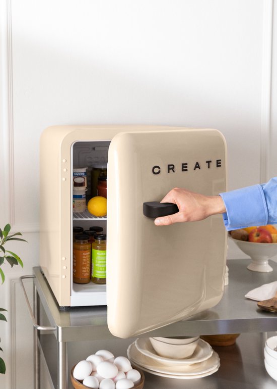 CREATE - Koelkast in retrostijl - Zand - Handvat Zwart - FRIDGE RETRO 48L van create — afbeelding 4