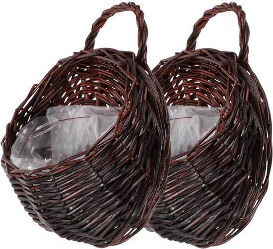Unyqoos® Ensemble de deux paniers en osier suspendus décoratifs pour plantes artificielles et fleurs