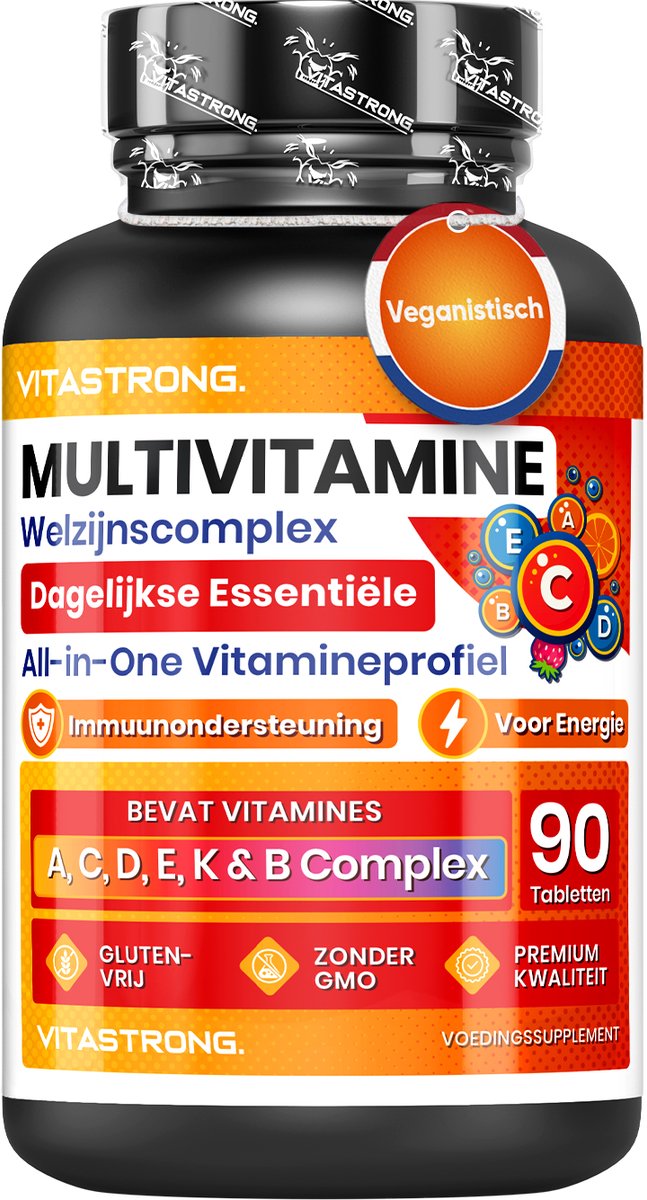 Vitastrong Multivitamine – Breed Spectrum Multivitaminen voor Energie, Immuniteit & Algeheel Welzijn – 13 Essentiële Vitaminen, Premium Kwaliteit, Geschikt voor Mannen & Vrouwen, Veganistisch