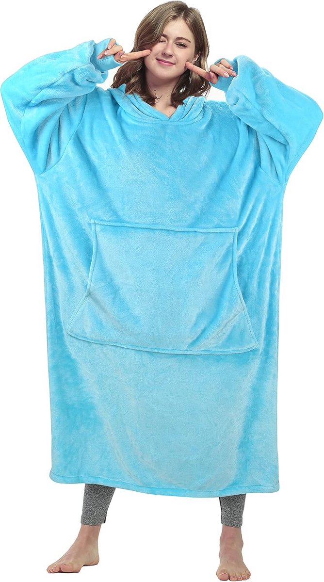 Extra grote fleece-capuchondeken met capuchon voor volwassenen en kinderen, comfortabel en warm