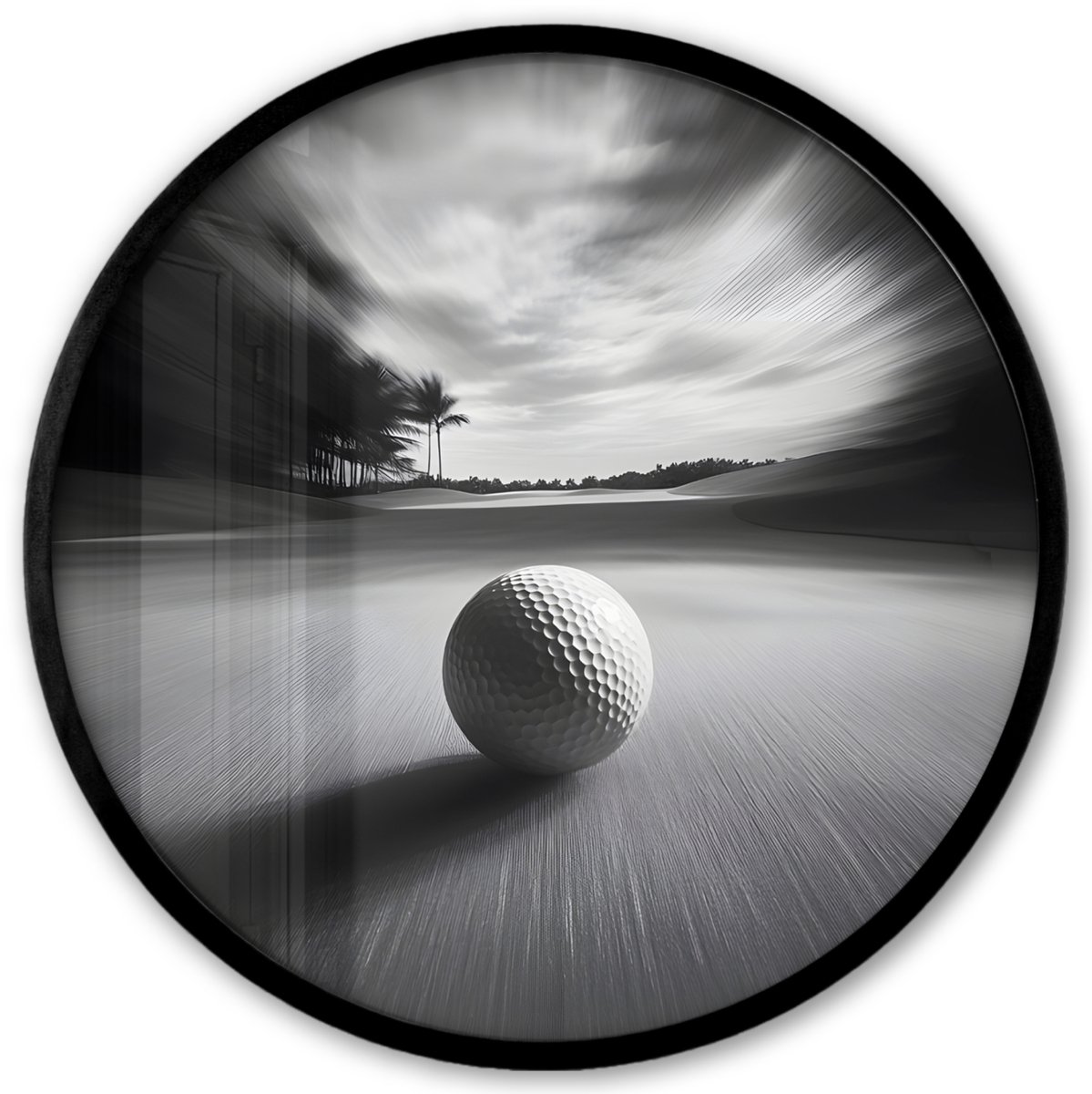 FrameYourWall Poster in lijst Rond - Fotolijst 40x40 cm - Posters - Golfbal - Wazig - Zwart - Ronde posterlijst zwart - Decoratie - Wanddecoratie woonkamer - Muurdecoratie slaapkamer