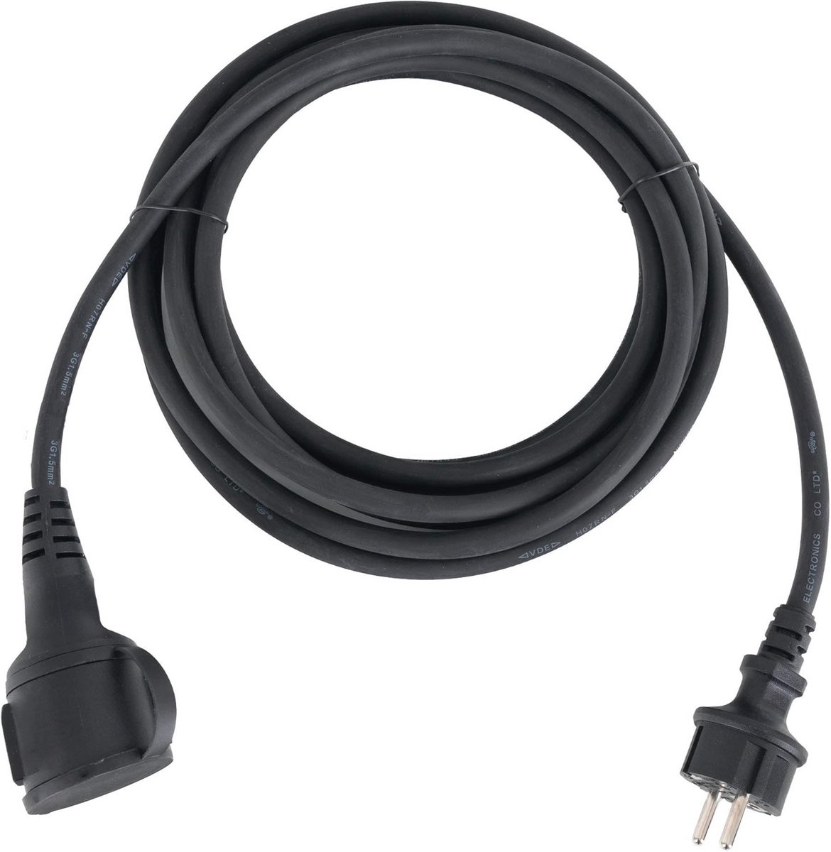 Verlengsnoer 2,5m - IP44 Buiten - Rubber - Kinderslot - Zwart