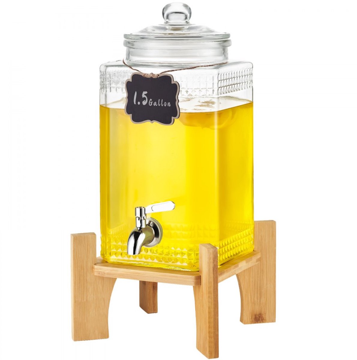 Glazen Drank- en Sapdispenser - Limonadetap met Standaard - 5,7 Liter - RVS Kraan - Lekvrij - Eenvoudig Reinigbaar