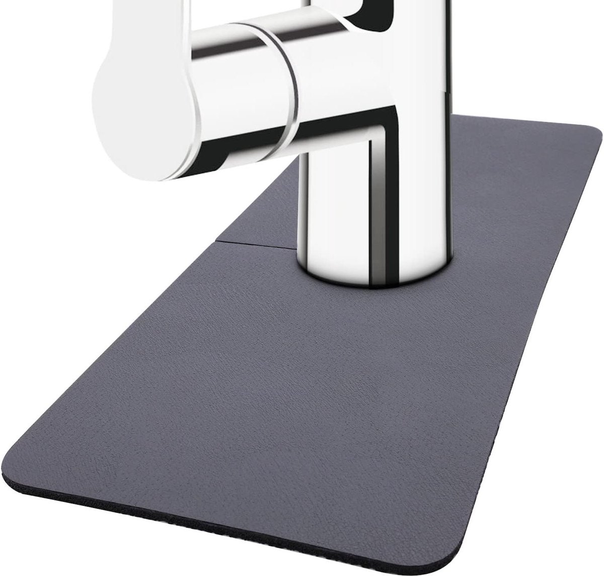 EGoods - Absorberende Mat voor Kraan in Keuken en Badkamer 38x14 cm - Omhullend en Droogkussen - Set van 2 Stuks - Grijs