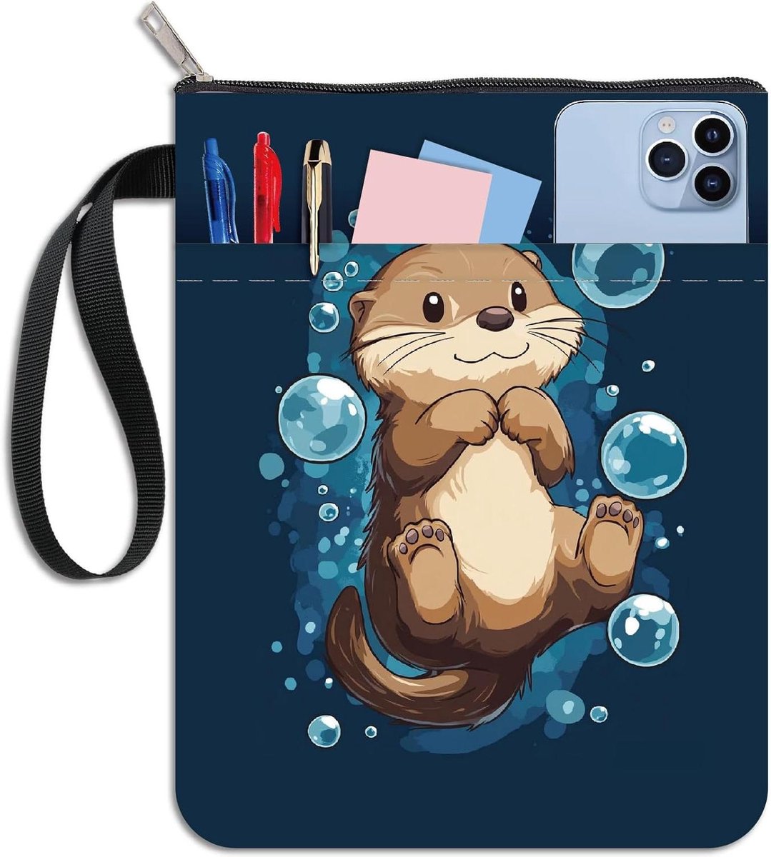 EGoods - Cartoon Boek Sleeve Protector met Rits | Waterdichte Canvas Pouch voor Boekliefhebbers | Hardcover Notebook Bijbel Journal | Studieboeken Paperback | Student Gift 38,6 x .