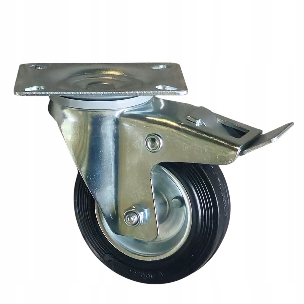 Wiko Zwenkwiel met Rem Ø100mm, 100kg Draagvermogen, Rubber