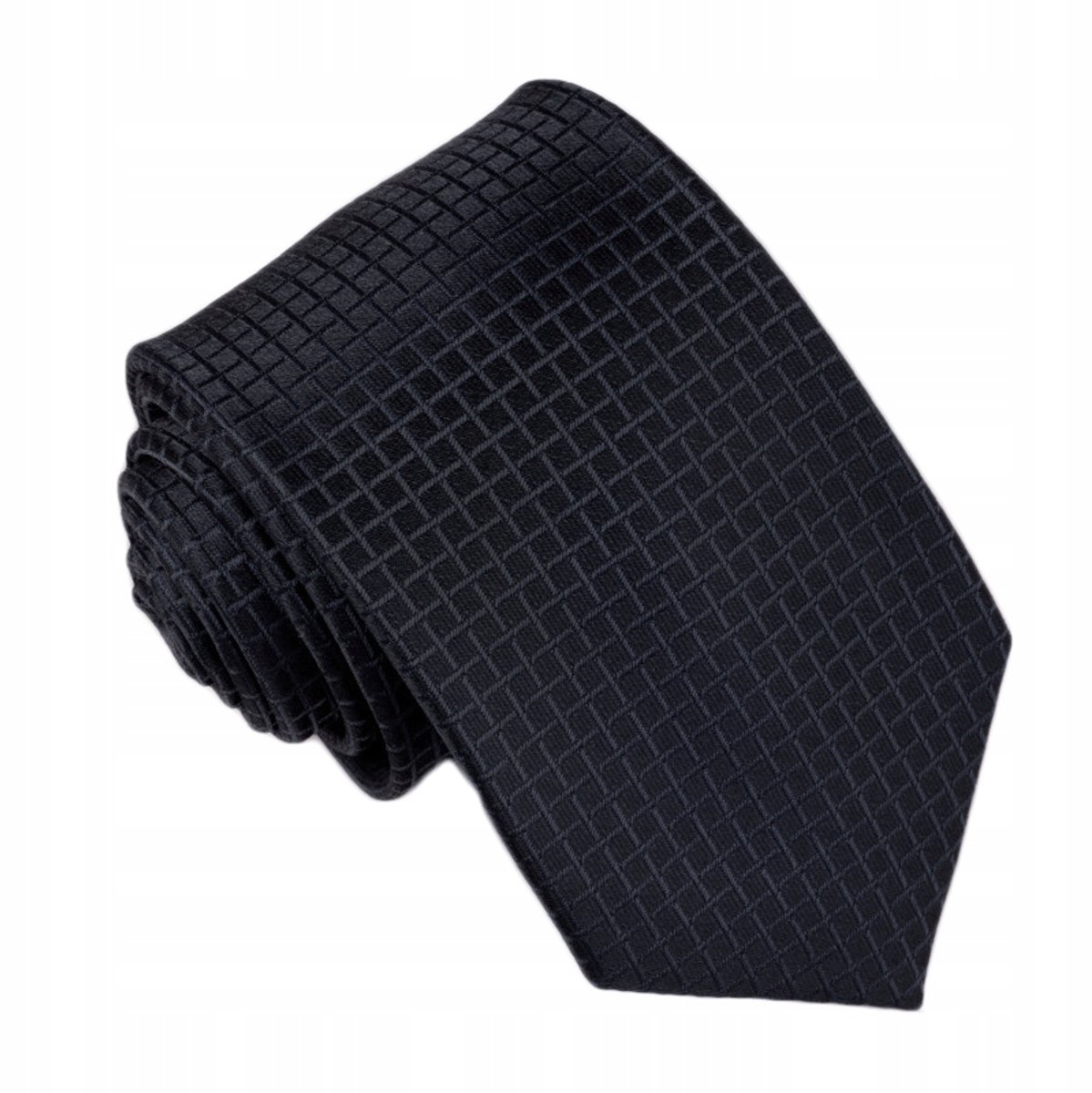 Klassieke zwarte jacquardstropdas met ruit - 7 cm breed