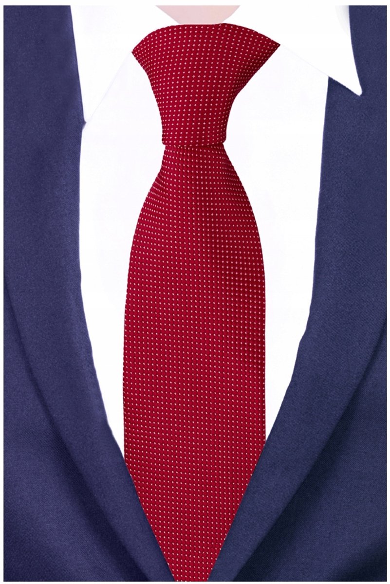 Modieuze Heren Stropdas 7cm Stippen Bordo Jacquard
