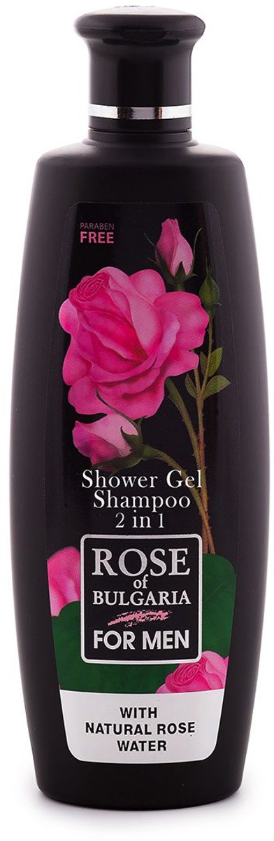 Bulgaarse rozen douche gel en shampoo voor mannen - heerlijke heren geur - zachte huid en haar 330ml