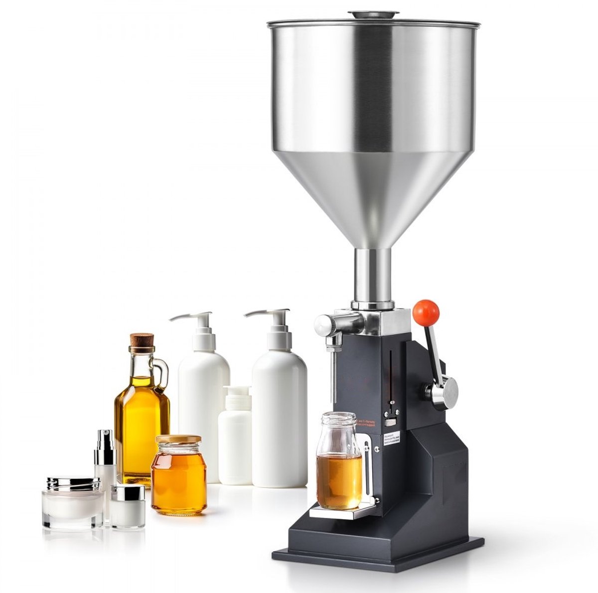 Vloeistofvulmachine - Handmatige vulmachine 5–100 ml - RVS 304 Voedingskwaliteit - Incl. 2 spuitmonden 4 mm/8 mm - Siliconen & PTFE - Voor honing, olie, essence