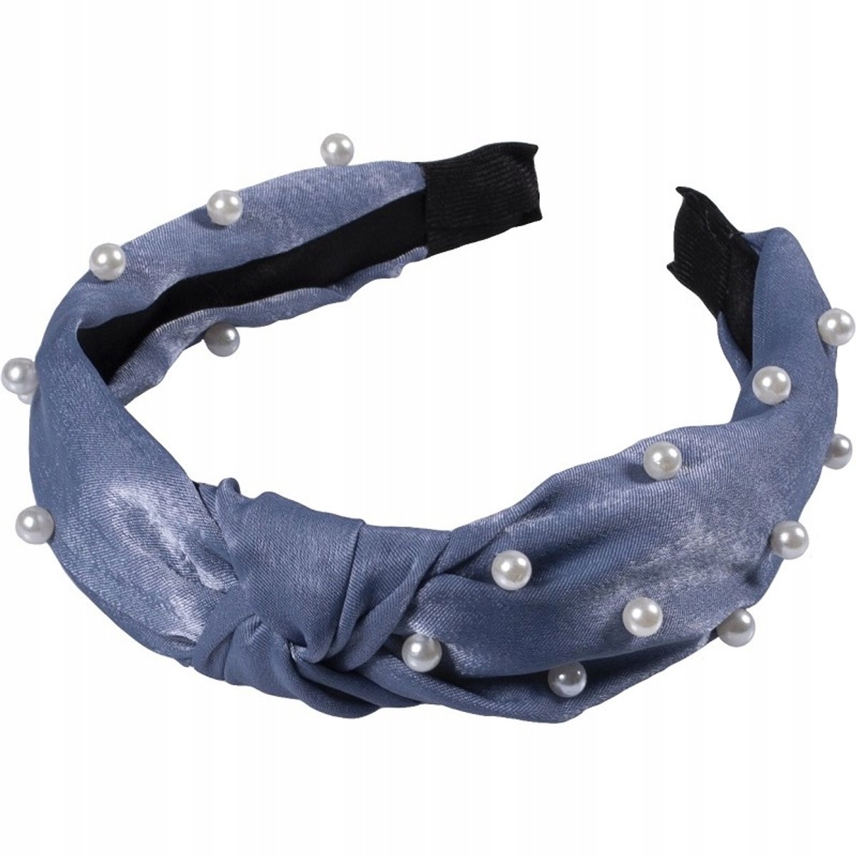 Top Choice Haarband met Parels en Knoop - Blauw/Grijs
