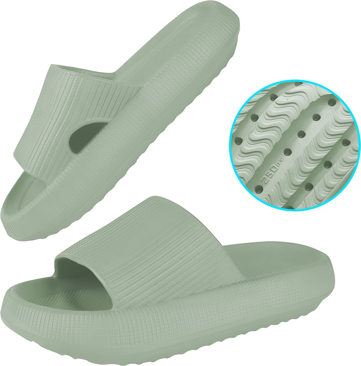 Somstyle Slippers Heren & Dames - Maat 42-43 - EVA - Badslippers met Verdikte Zool - Anti-slip - Groen
