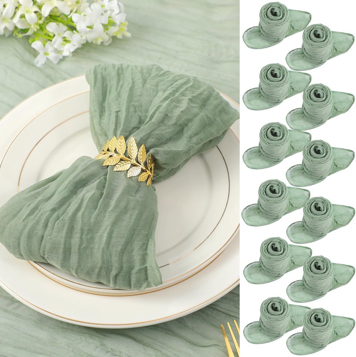 48 Stuks Groene Kaasdoek Servetten 50 x 50 cm voor Diner en Feesten