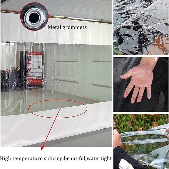 Outdoor Helder Waterdicht Dekzeil Gordijnen, pvc zeildoek met rits deur, Pergola/veranda/tent/scheidingsgordijn zijpaneel, regendicht, met oogjes, aangepast (Size : H2.4xW4.5m/H7.8xW14.7ft
