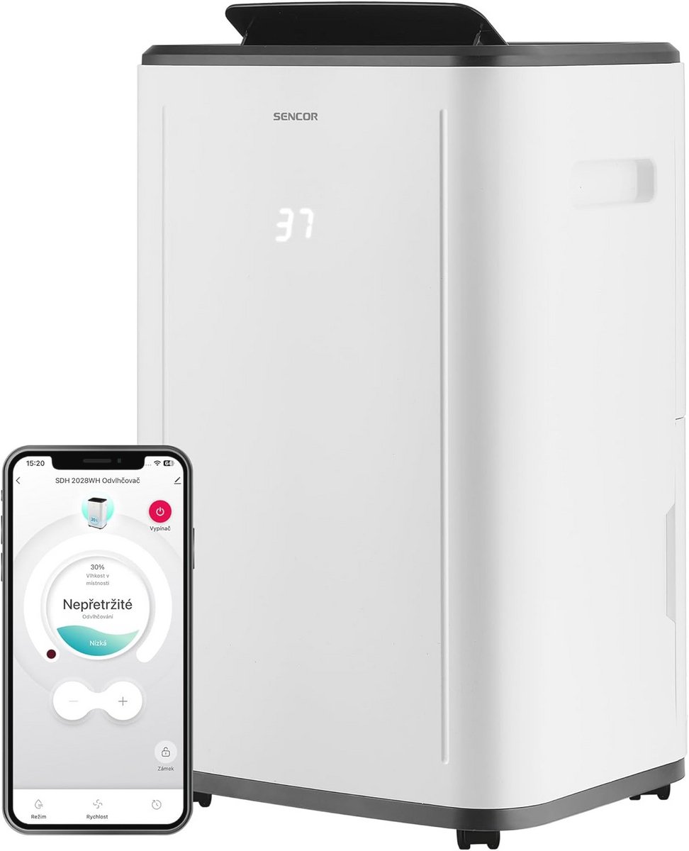 Mobiele luchtontvochtiger met wifi bediening en grote capaciteit