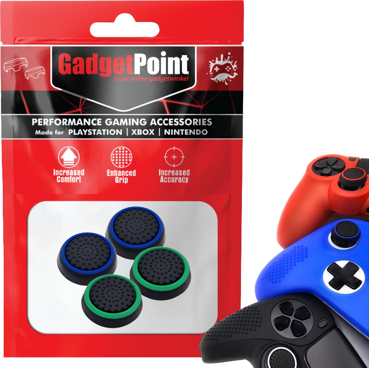 Bol.com Gadgetpoint - Thumb Grips voor PlayStation, PS5, Xbox X/S, One & Switch Pro Controller - Gaming Thumbgrips - Performance... aanbieding