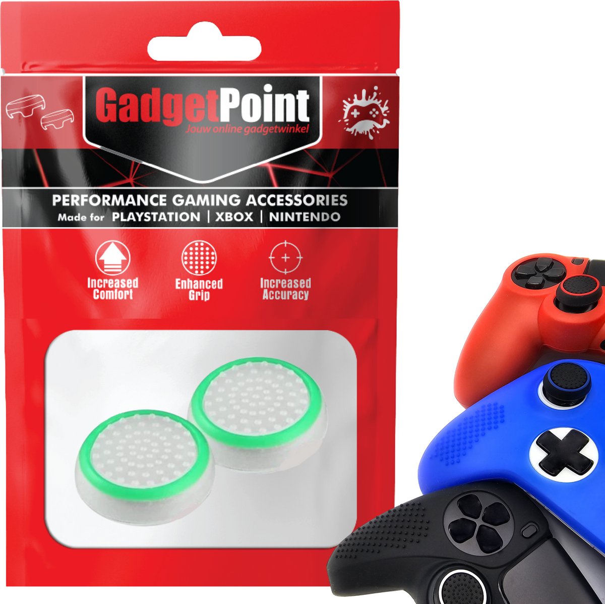 Bol.com Gadgetpoint - Thumb Grips voor PlayStation, PS5, Xbox X/S, One & Switch Pro Controller - Gaming Thumbgrips - Performance... aanbieding