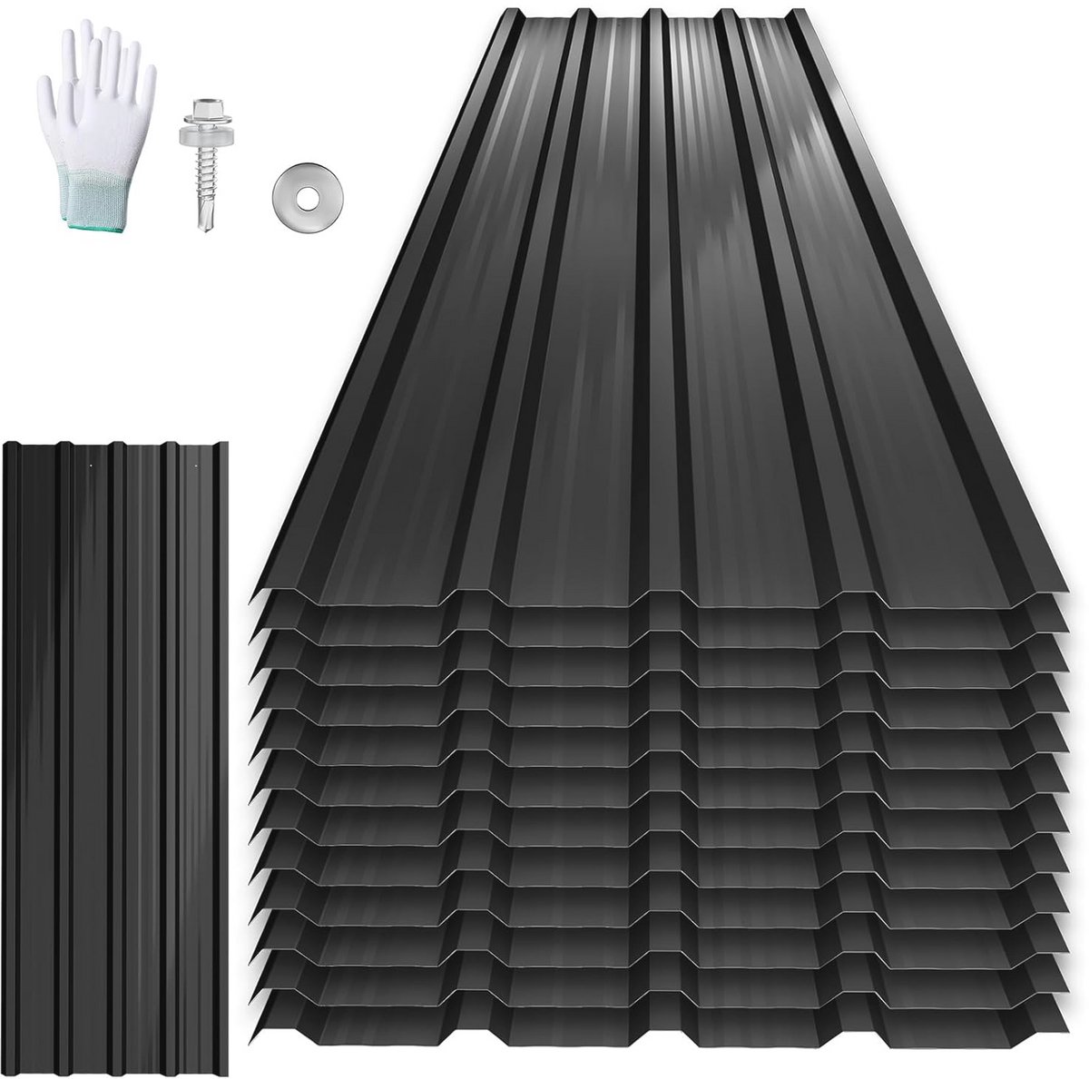 12 Stuks Golfplaten - Weerbestendige Dakplaten van Verzinkt Staal - Trapeziumprofiel 129,5 x 45 cm voor Garage en Tuinhuis