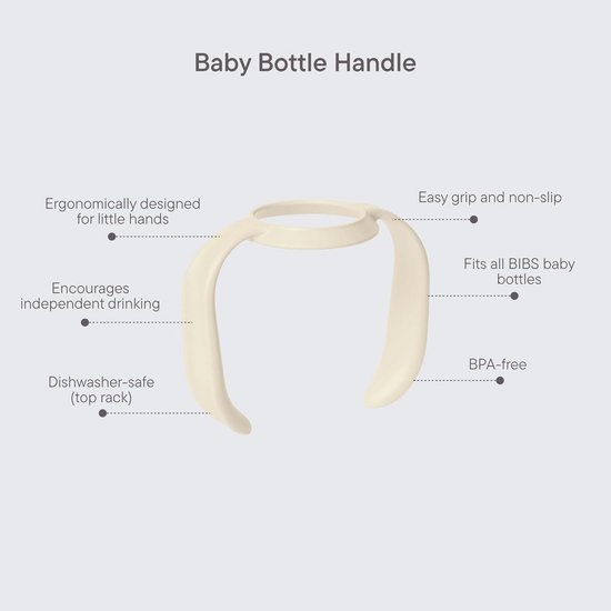 Bibs - Baby Bottle Handle - Simple and Comfortable Grip - Non-slip Surface - BPA Free - Dishwasher Safe - Bibs Baby Bottle Accessories - Age 6+ Months - Ivory van BIBS — afbeelding 2